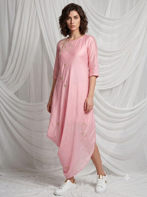 Blush Pink Asymmetric Festive Dress