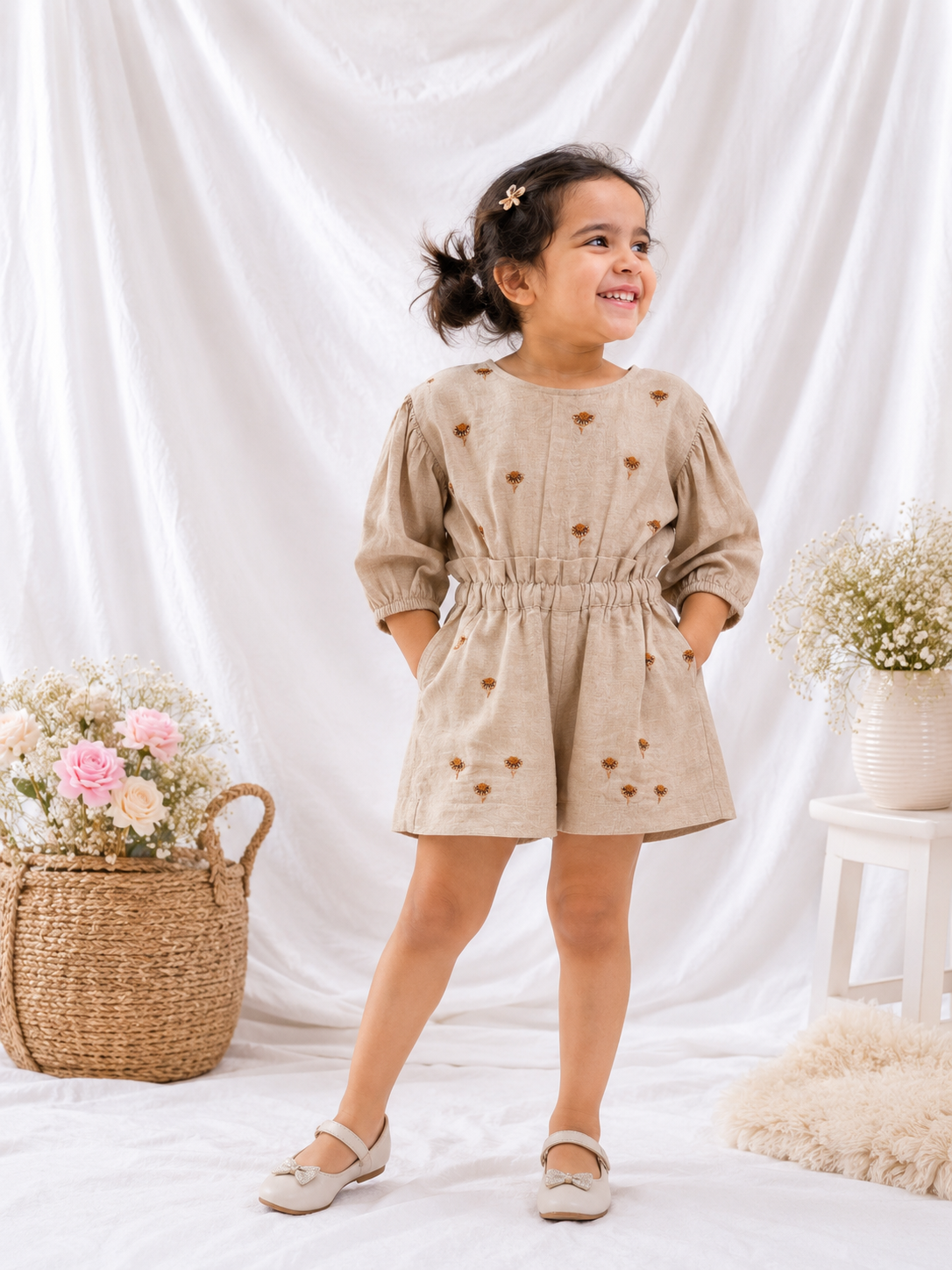 Ivory Stripe Bird Romper