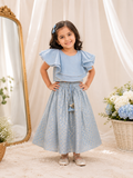 Blue Bloom Ruffle Lehenga Set