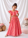 Coral Bloom Ruffle Lehenga Set