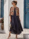 Navy Printed Jacket Dress