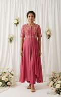 Rose Pink Embroidered Jacket Set