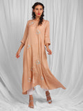 Taupe Floral Chanderi Kurta Set