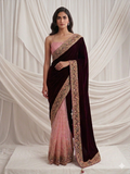 Blush Pink Embroidered Net Saree