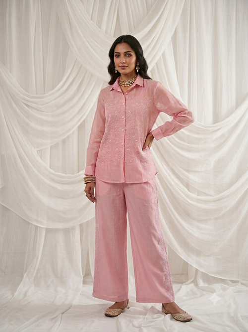 Blush Lace Shirt Co-ord Set