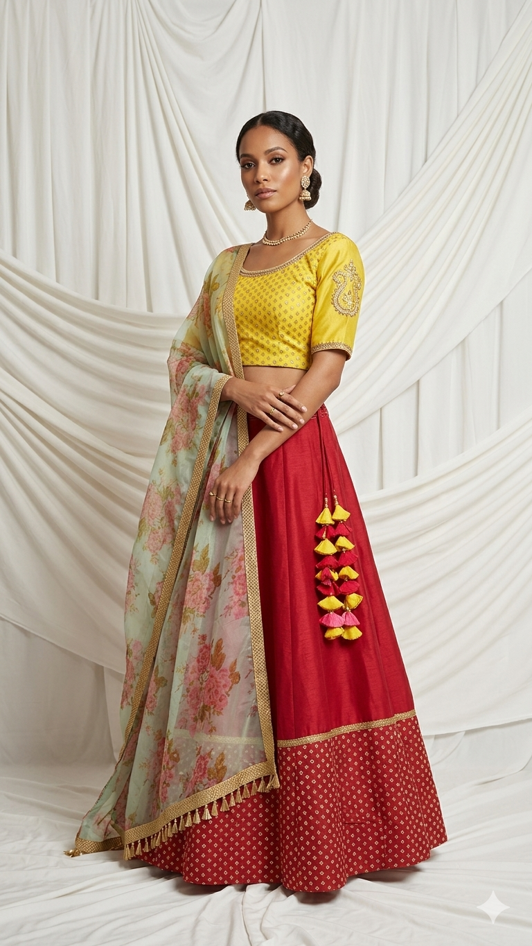 Marigold Rose Fusion Lehenga