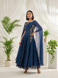 Midnight Blue Cape Gown