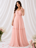 Blush Pleated Embellished Maxi Dress