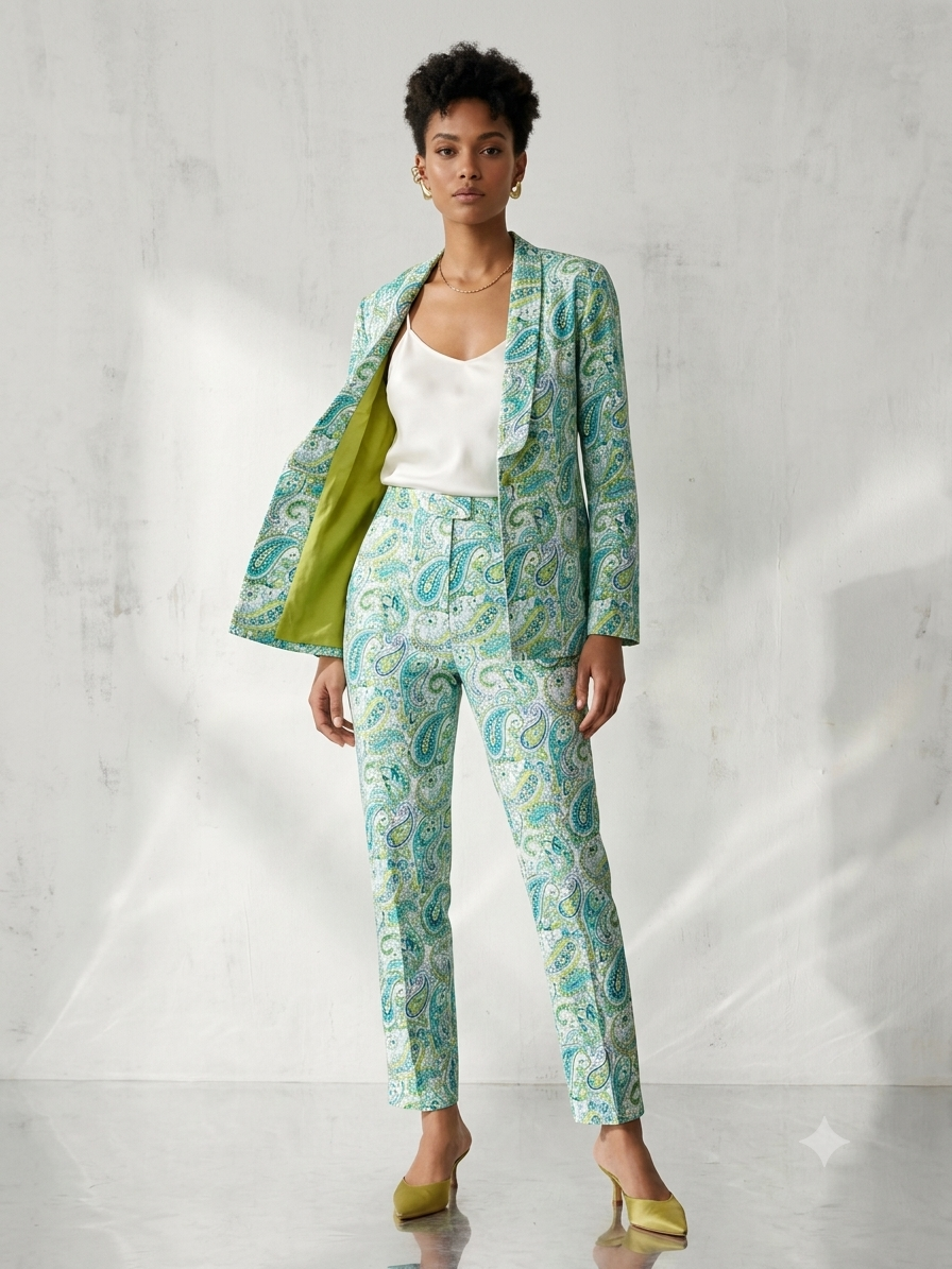 Mint Paisley Jacket Coord Set