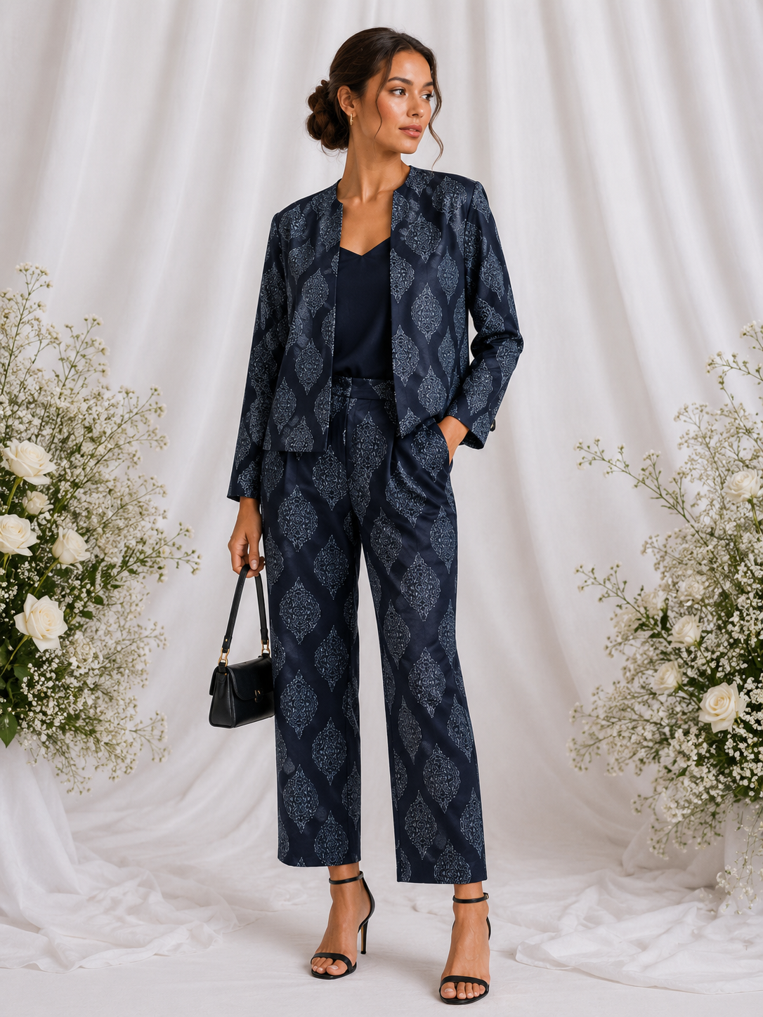 Indigo Motif Jacket Coord Set